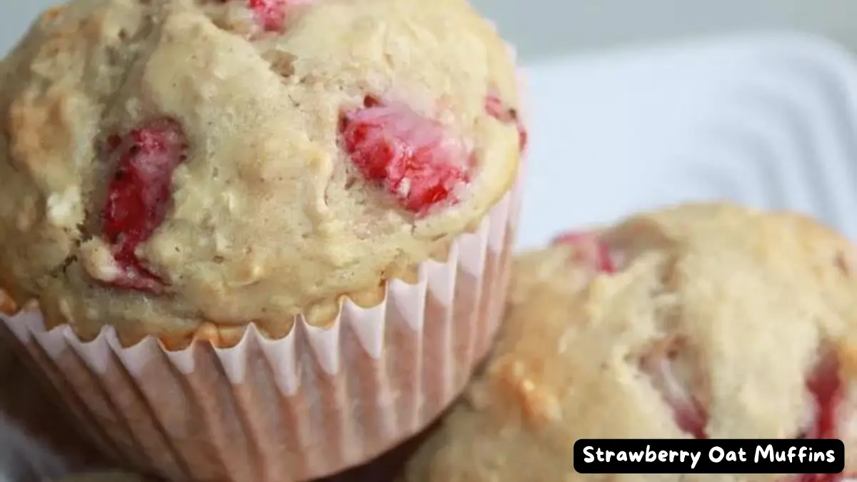 Close-up of Strawberry Oat Muffins with Fresh Strawberries